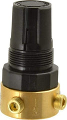 Parker - 1/8 NPT Port, Brass Miniature Regulator - 2 to 125 psi Range, 300 Max psi Supply Pressure, 1/8" Gauge Port Thread, 1-1/2" Wide x 2.87" High - Caliber Tooling