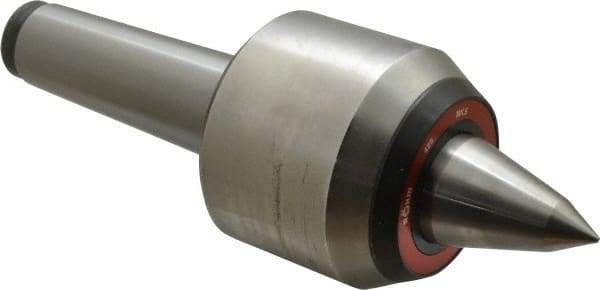 Rohm - MT5 Taper Shank, 3.74" Head Diam Live Center - 6,000 Max RPM, 3.32" Head Length, 1.65" Point Diam, 2.323" Point Len, 4,400 Lb Max Workpc, 11.01" OAL, Long Point - Caliber Tooling