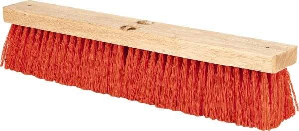 PRO-SOURCE - 18" Heavy Duty Synthetic Push Broom - 4" Bristle Length, Wood Block, Threaded Handle Connection - Caliber Tooling