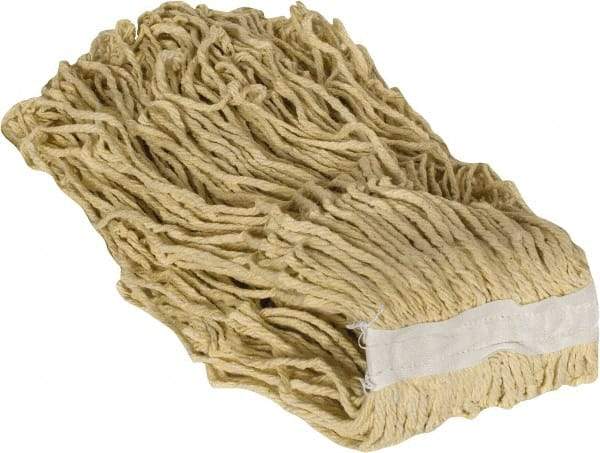 PRO-SOURCE - 1-1/4" White Head Band, Large Blended Fiber Cut End Mop Head - 4 Ply, Clamp Jaw Connection, Use for General Purpose - Caliber Tooling