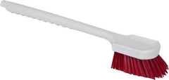 PRO-SOURCE - 1-1/2" Bristle Length, Polypropylene Utility Scrub Brush - 20" OAL, Red, Plastic Block - Caliber Tooling