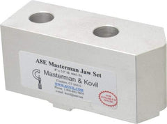 Masterman & Kovil - 8" Chuck Capacity, Tongue & Groove Attachment, Square Soft Lathe Chuck Jaw - 1 Jaw, Aluminum, 1-3/4" Btw Mount Hole Ctrs, 4mm Long x 1-1/2" Wide x 2" High, 5/16" Groove - Caliber Tooling