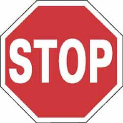 NMC - "Stop", 24" Wide x 24" High, Aluminum Stop & Yield Signs - 0.08" Thick, White on Red, Engineer Grade Reflectivity, Octagon, Post Mount - Caliber Tooling