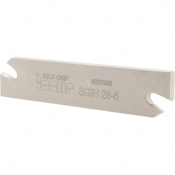 Iscar - 1.0236" Blade Height, 0.2047" Blade Width, 4.3307" OAL, Right Hand Cut, Double End Indexable Cut-Off Blade - SGIH Blade, Self Grip Series - Caliber Tooling