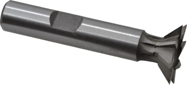 Keo - 3/4" Diam x 3/16" Width of Cut, 45° Included Angle, Cobalt Dovetail Cutter - 3/8" Shank Diam, 1-15/16" Shank Length, 2-1/8" Overall Length, Weldon Flat, Uncoated - Caliber Tooling