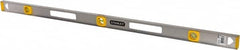 Stanley - 48" Long 3 Vial I-Beam Level - Aluminum, Silver, 1 45°, 1 Level & 1 Plumb Vials - Caliber Tooling