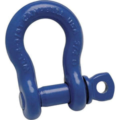 Campbell - 1" Nominal Chain Size, 8.5 Ton Carbon Steel Screw Anchor Shackle - 1-1/8" Pin Diam, 1-11/16" Wide Inside Jaw, 2-1/2" Inside Width, 2-3/8" Max Body Thickness - Caliber Tooling