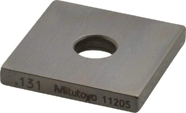 Mitutoyo - 0.131" Square Steel Gage Block - Accuracy Grade 0, Includes Certificate of Inspection - Caliber Tooling