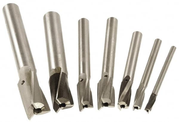 Value Collection - 7 Piece, 3 Flutes, Straight Shank, Interchangeable Pilot Counterbore Set - Caliber Tooling