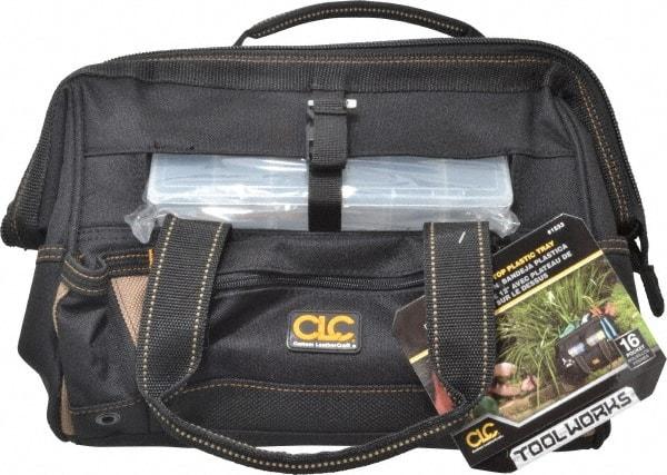 CLC - 16 Pocket Black Polyester Tool Bag - 12" Wide x 8" Deep x 9" High - Caliber Tooling