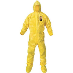 KleenGuard - Size 2XL PE Film Chemical Resistant Coveralls - Yellow, Zipper Closure, Elastic Cuffs, with Boots, Bound Seams - Caliber Tooling