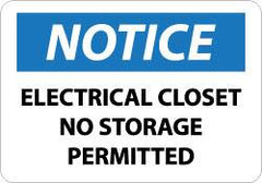 NMC - "Notice - Electrical Closet - No Storage Permitted", 10" Long x 14" Wide, Aluminum Safety Sign - Rectangle, 0.04" Thick, Use for Accident Prevention - Caliber Tooling