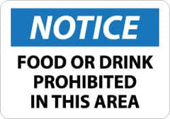 NMC - "Notice - Food or Drink Prohibited in This Area", 10" Long x 14" Wide, Aluminum Safety Sign - Rectangle, 0.04" Thick, Use for Accident Prevention - Caliber Tooling