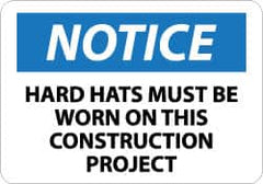 NMC - "Notice - Hard Hats Must Be Worn on This Construction Project", 10" Long x 14" Wide, Aluminum Safety Sign - Rectangle, 0.04" Thick, Use for Accident Prevention - Caliber Tooling