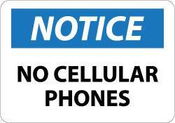 NMC - "Notice - No Cellular Phones", 10" Long x 14" Wide, Aluminum Safety Sign - Rectangle, 0.04" Thick, Use for Security & Admittance - Caliber Tooling