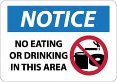 NMC - "Notice - No Eating or Drinking in This Area", 10" Long x 14" Wide, Aluminum Safety Sign - Rectangle, 0.04" Thick, Use for Security & Admittance - Caliber Tooling