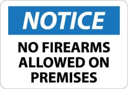 NMC - "Notice - No Firearms Allowed on Premises", 10" Long x 14" Wide, Aluminum Safety Sign - Rectangle, 0.04" Thick, Use for Security & Admittance - Caliber Tooling