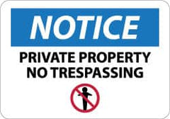 NMC - "Notice - Private Property - No Trespassing", 10" Long x 14" Wide, Aluminum Safety Sign - Rectangle, 0.04" Thick, Use for Security & Admittance - Caliber Tooling