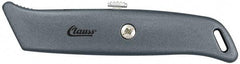 Clauss - Retractable Utility Knife - 2-1/4" Blade, Gray Steel Handle, 1 Blade Included - Caliber Tooling