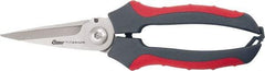 Clauss - 2-1/2" Length of Cut, Straight Pattern Multi-Purpose Snip - 8" OAL, Comfort Grip Handle - Caliber Tooling