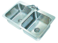 Advance Tabco - 14" Long x 16" Wide Inside, 2 Compartment, Stainless Steel Stainless Steel Drop In Sink - 18 Gauge, 33-1/2" Long x 20-1/2" Wide Outside, 10" Deep - Caliber Tooling