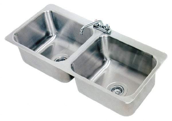 Advance Tabco - 20" Long x 16" Wide Inside, 2 Compartment, Stainless Steel Stainless Steel Drop In Sink - 18 Gauge, 45-1/2" Long x 20-1/2" Wide Outside, 8" Deep - Caliber Tooling