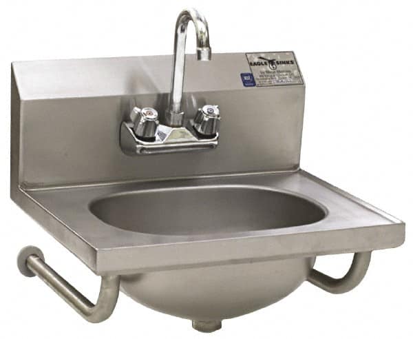 Eagle MHC - 13-1/2" Long x 9-3/4" Wide Inside, 1 Compartment, Stainless Steel Stainless Steel Hand Sink-Tubular Wall Mounted - 20 Gauge, 18-7/8" Long x 14-3/4" Wide x 14-1/4" High Outside, 6-3/4" Deep - Caliber Tooling