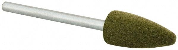 Cratex - 3/8" Max Diam x 3/4" Thick, Shape Code B52, Rubberized Point - Fine Grade, Aluminum Oxide, Mounted - Caliber Tooling