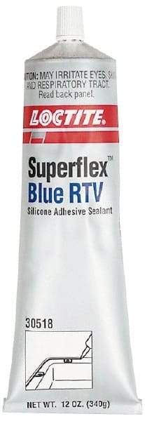 Loctite - 12 oz Tube Blue RTV Silicone Gasket Sealant - 500°F Max Operating Temp, 30 min Tack Free Dry Time, 24 hr Full Cure Time, Series 234 - Caliber Tooling