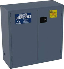 Jamco - 2 Door, 1 Shelf, Blue Steel Standard Safety Cabinet for Corrosive Chemicals - 44" High x 43" Wide x 18" Deep, Manual Closing Door, 3 Point Key Lock, 30 Gal Capacity - Caliber Tooling