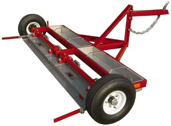 Made in USA - 48" Long Tow-Behind Magnetic Sweeper with Wheels - 12" Wide x 4-1/2" High, 8" Wheel Diam, 2" Clearance - Caliber Tooling