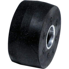 Dynabrade - 2" Diam x 1" Wide Contact Wheel Assembly - 1/4" Arbor Hole, Crowned, 40 Duro Rubber Face - Caliber Tooling