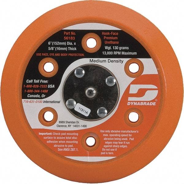 Dynabrade - 6" Diam Disc Backing Vacuum Replacement Pad - Medium Density, 13,000 RPM - Caliber Tooling