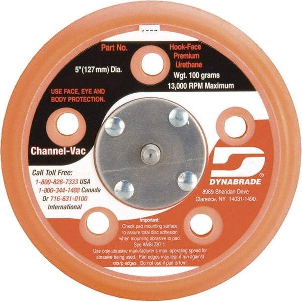 Dynabrade - 5" Diam Disc Backing Vacuum Replacement Pad - Soft Density, 12,000 RPM - Caliber Tooling