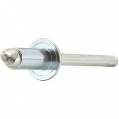 STANLEY Engineered Fastening - Size 4 Dome Head Stainless Steel Open End Blind Rivet - Stainless Steel Mandrel, 0.313" to 3/8" Grip, 1/8" Head Diam, 0.129" to 0.133" Hole Diam, 0.077" Body Diam - Caliber Tooling