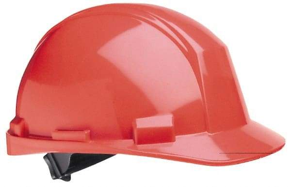 North - ANSI Type II, Class E Rated, 4-Point, Ratchet Adjustment Hard Hat - One Size Fits Most, Orange, Standard Brim - Caliber Tooling