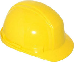 North - ANSI Type II, Class E Rated, 4-Point, Ratchet Adjustment Hard Hat - One Size Fits Most, Yellow, Standard Brim - Caliber Tooling