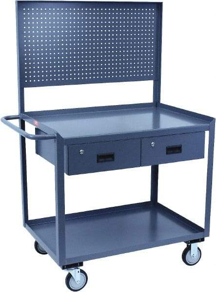 Jamco - 1,200 Lb Capacity, 24" Wide x 36" Long x 58" High Tool Cart - 2 Shelf, Steel, Hard Rubber Casters - Caliber Tooling