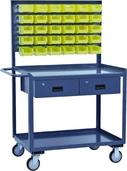 Jamco - 1,200 Lb Capacity, 30" Wide x 36" Long x 58" High Tool Cart - 2 Shelf, Steel, Hard Rubber Casters - Caliber Tooling