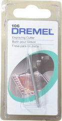 Dremel - 1/16" Cut Diam, 1/8" Shank Diam, Ball Head Single Cut Burr - Radius End - Caliber Tooling