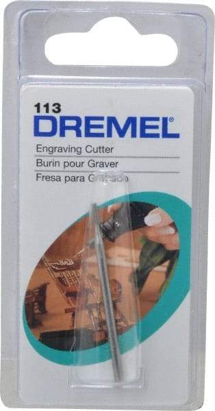 Dremel - 1/16" Cut Diam, 1/8" Shank Diam, Cylinder Head Single Cut Burr - Flat End - Caliber Tooling