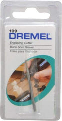 Dremel - 1/16" Cut Diam, 1/8" Shank Diam, Inverted Cone Head Single Cut Burr - Flat End - Caliber Tooling