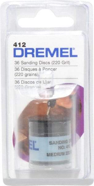 Dremel - 3/4" Diam 220 Grit Fiber Disc - Very Fine Grade, Aluminum Oxide - Caliber Tooling