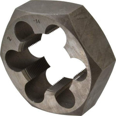 Interstate - 2-14 UNS Thread, 3-1/2" Hex, Right Hand Thread, Hex Rethreading Die - Carbon Steel, 1-1/4" Thick - Exact Industrial Supply