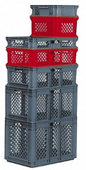 SSI Schaefer - 0.8 Cu Ft, 33 Lb Load Capacity Gray Polypropylene Tote Container - Stacking, 23.7" Long x 15.8" Wide x 4.8" High - Caliber Tooling