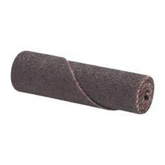 Merit Abrasives - 1/2" Max Roll Diam x 2" OAL, 80 Grit Aluminum Oxide Straight Cartridge Roll - 1/8" Pilot Hole Diam, Medium Grade - Caliber Tooling