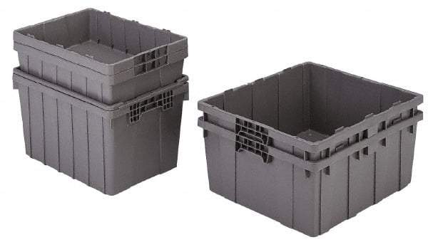 Orbis - 2 Cu Ft, 70 Lb Load Capacity Gray Polyethylene Tote Container - Nesting, 21.4" Long x 15.3" Wide x 12.3" High - Caliber Tooling