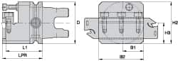 Kennametal - Tool Block Style KM63UT, 26mm Blade Height, 99.75mm OAL, 63mm OAH, Indexable Cutoff Blade Tool Block - 26mm Shank Height, Reversible, Series A2 Cut-Off - Caliber Tooling