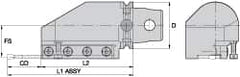 Kennametal - Tool Block Style KM63UT, 32mm Blade Height, 174.5mm OAL, 76.5mm OAH, Indexable Cutoff Blade Tool Block - 32mm Shank Height, Reversible, Series A2 Cut-Off - Caliber Tooling