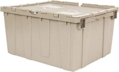 Quantum Storage - 2.44 Cu Ft, 80 Lb Load Capacity Gray Polyethylene Attached-Lid Container - Stacking, Nesting, 23.9" Long x 19.4" Wide x 12-1/2" High, Lid Included - Caliber Tooling